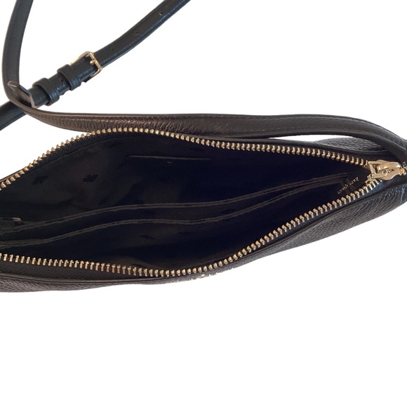 Kate Spade Purse Leila Triple Gusset Crossbody Black Pebbled Leather Medium Bag - Picture 7 of 13